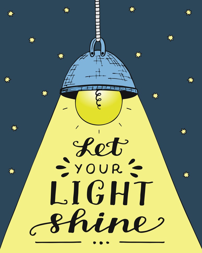Image of a Light Shining and the words Let Your Light Shine